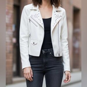 FOREVER 21 White/Cream Studded Jacket - Size Small